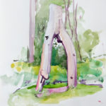 Melanie Vote: Natural Play, Upside down Tree in Prospect Park, 2014, watercolor on paper, 9x12 in.