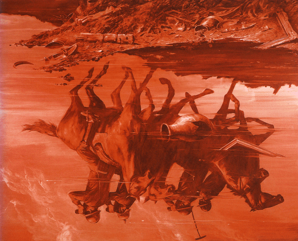 Mark Tansey Forward Retreat (1986)oil on canvas94 x 116 in.Broad museum, LA